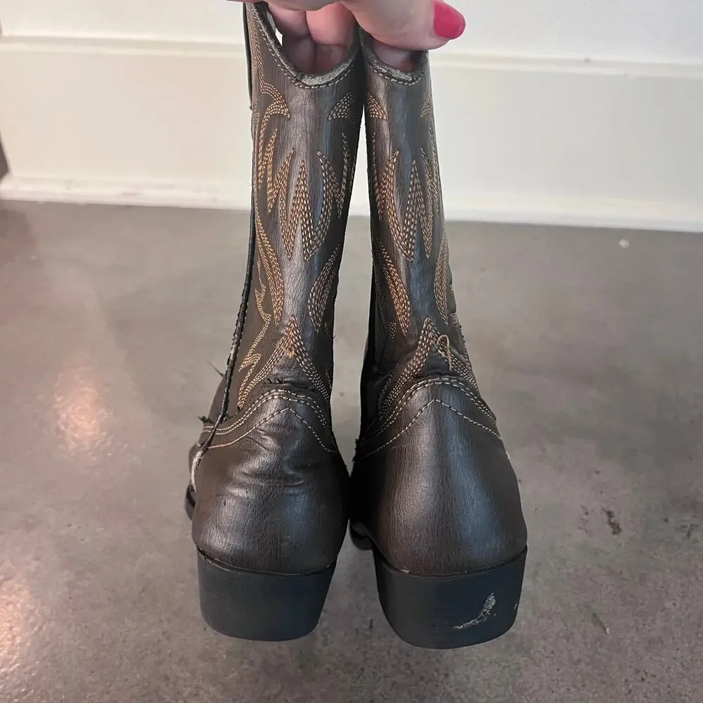Austin Trading Co Western Brown Cowboy boots Girls size 2 rodeo outdoor shoes